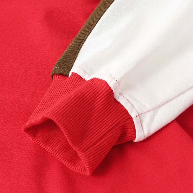 Red & White Colorblock Raglan Sweatshirts