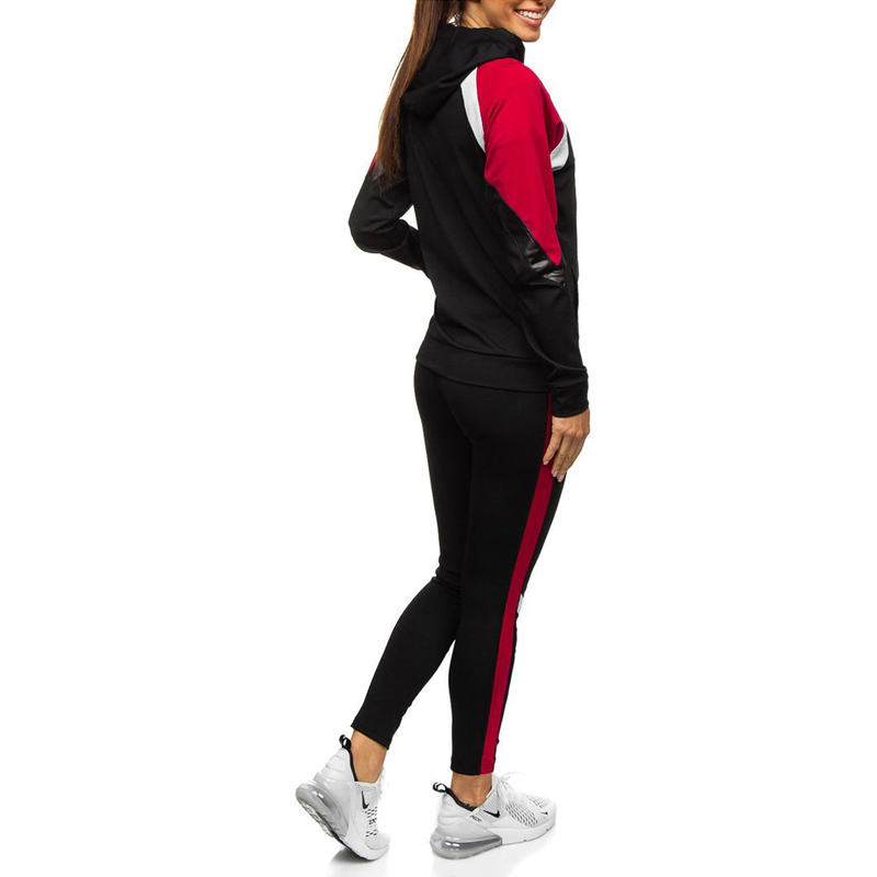 Women Black Patchwork Tracksuits
