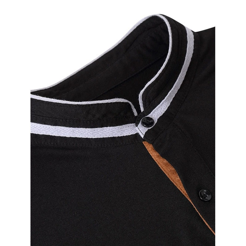 Quarter Button Contrast Tape Polo Shirts